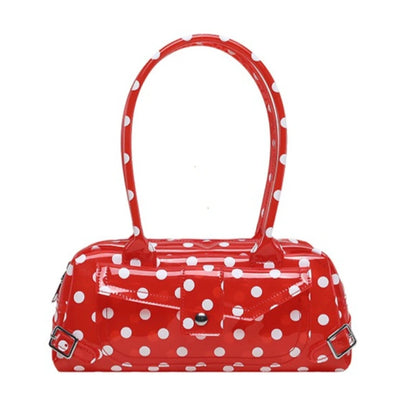 Sweet Polka Dot Transparent Pvc Jelly Tube Handbag Candy Colored Mini Top Handle Shoulder Bag Summer