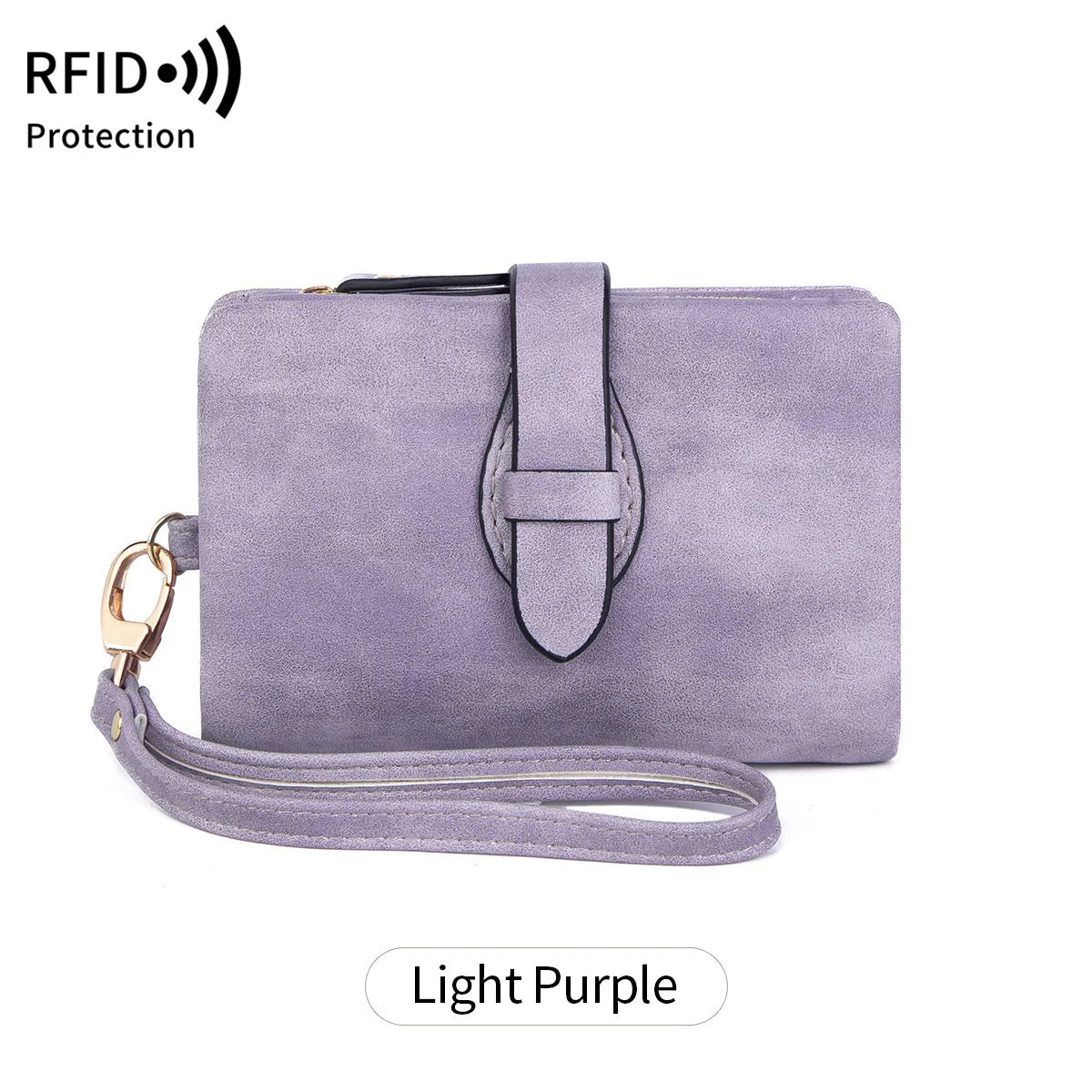 Rfid Ladies Purse Pu Soft Leather Three Fold Short Retro Zipper Clasp Pocket Change Collector - Soft