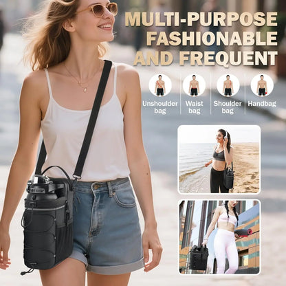 Portable Magnetic Water Bottle Crossbody Sling Bag Men Women Outdoor Fitness Workout Gym Accessories