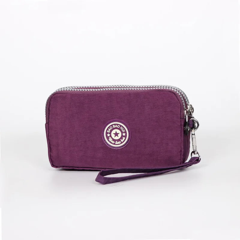 Stylish Jellyfish Print Triple Zipper Phone Bags Compact Canvas Clutch Purse Women S Daily