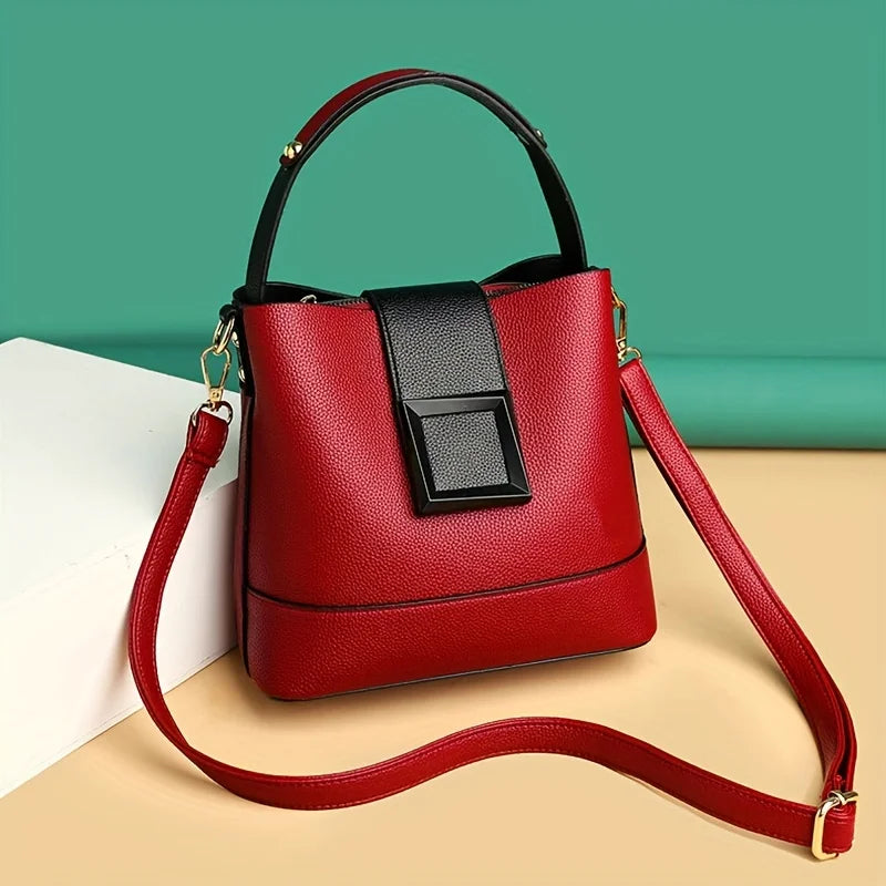 Bucket Bag – PU Leather Top Handle Purse & Crossbody Handbag