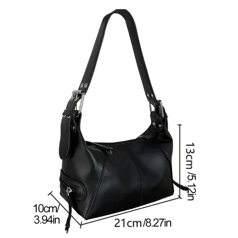 Y2k Style Shoulder Bag Purse Girls Street Wear Women Trendy Motorcycle Handbag Minimalist