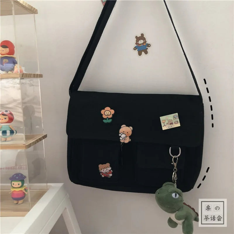 Canvas Crossbody Messenger Bag – Casual Shoulder Bag for Girls