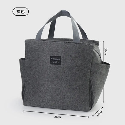 Simple Zipper Insulation Bag Aluminum Foil Thickened Lunch Box Handheld Double Bento Student - Thick