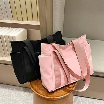 Chic Large Capacity Tote Bag Women Lightweight Durable Oxford Fabric Handbag Shoulder Bag