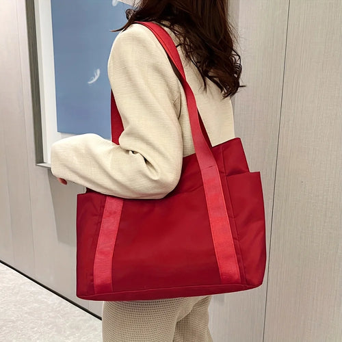 Chic Large Capacity Tote Bag Women Lightweight Durable Oxford Fabric Handbag Shoulder Bag