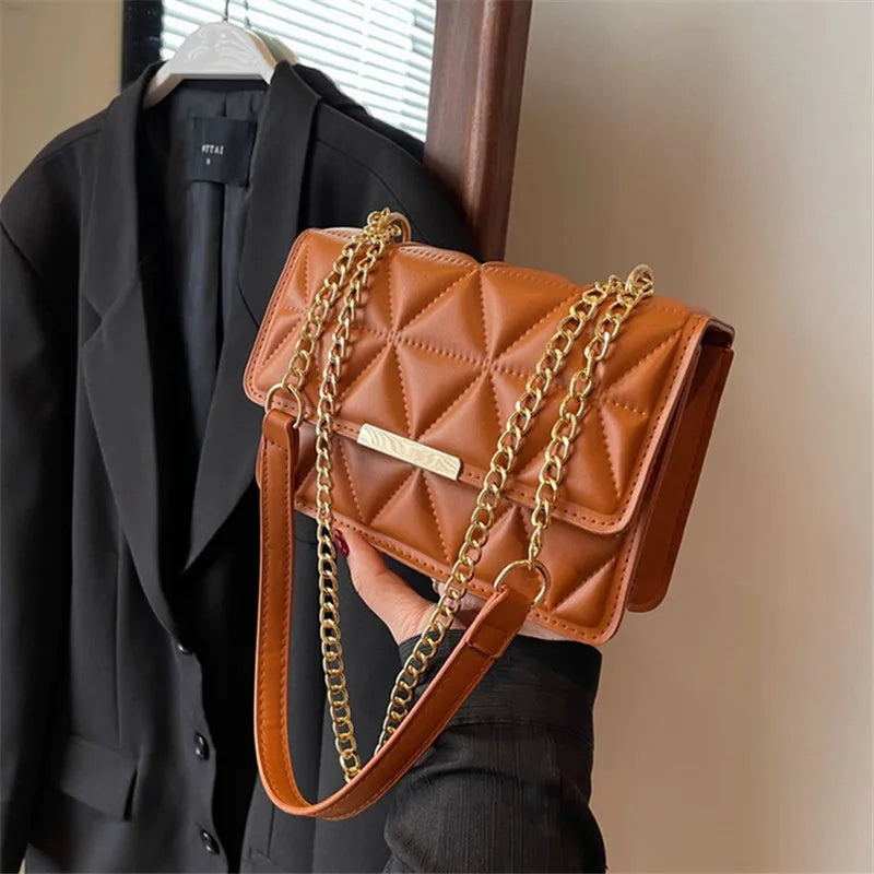 Quilted Chain Shoulder Bag – Chic Small Square Crossbody Purse