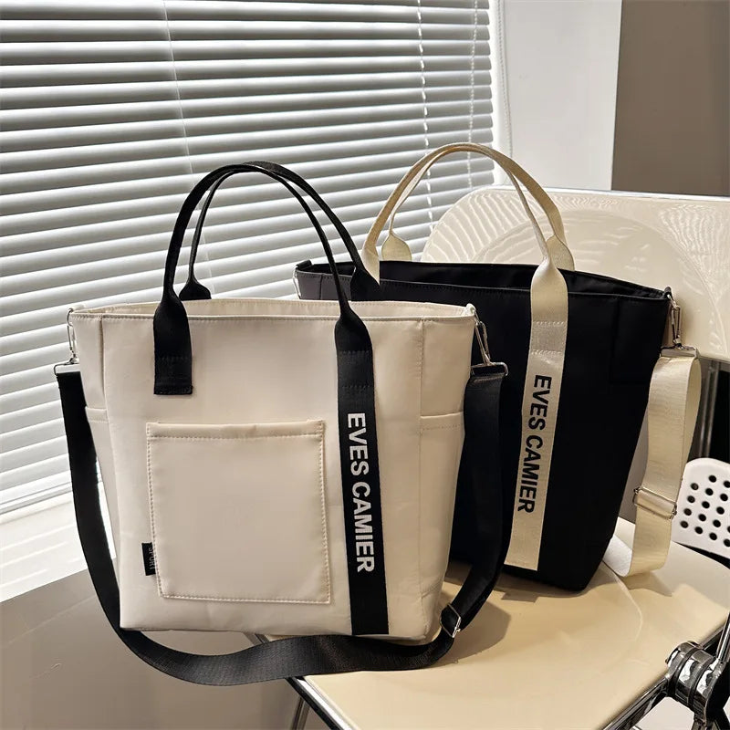 Nylon Gym Tote Bag Large Capacity Shoulder Bag Women Student - Soft