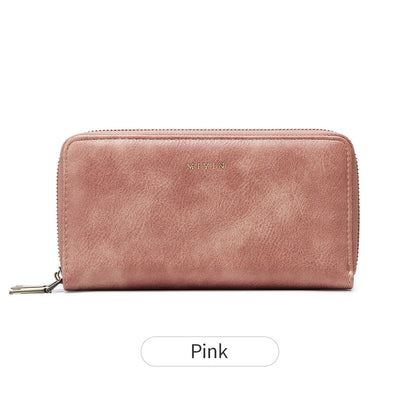 Rfid Anti-Theft Brush Ladies Purse Double Zipper Large Capacity Long Retro Hand