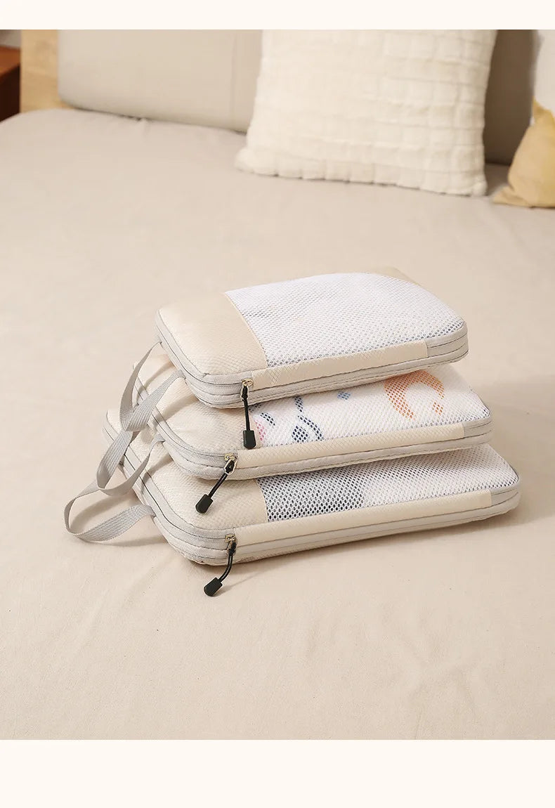 Travel Luggage Organizer 3-Piece Compression Packing Cubes