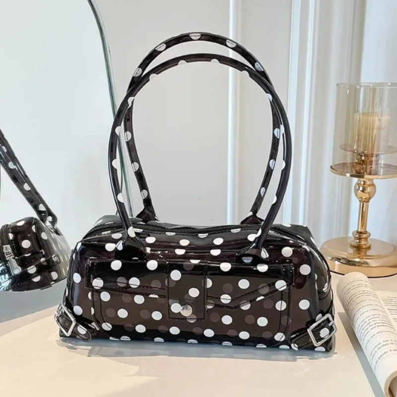 Sweet Polka Dot Transparent Pvc Jelly Tube Handbag Candy Colored Mini Top Handle Shoulder Bag Summer
