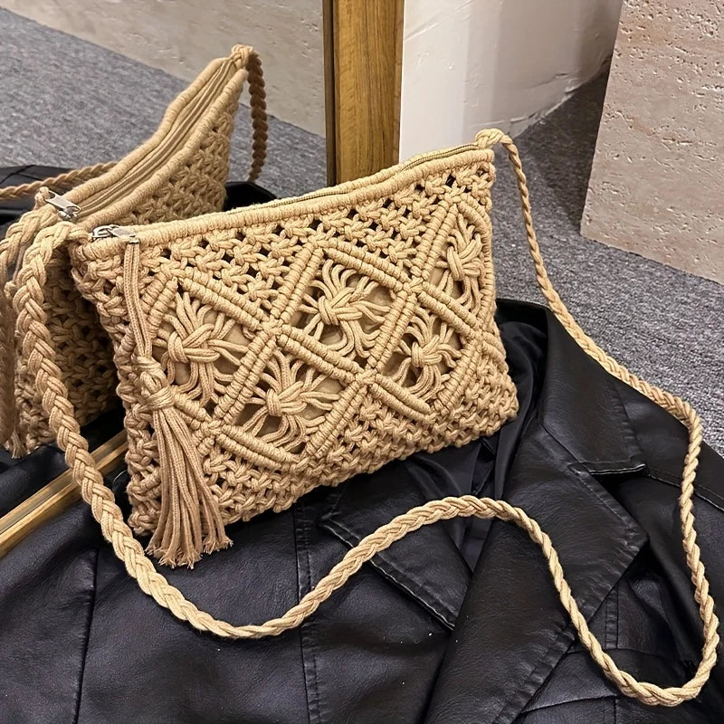 Crochet Shoulder Bag – Boho Macrame Handbag for Women