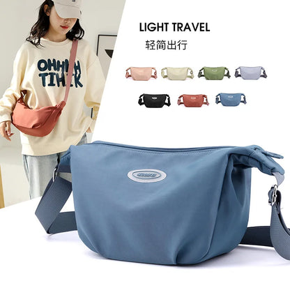 Ladies Single-Shoulder Crossbody Bag Nylon Fabric Bag Women S Bag Korean Style Simple Solid Color