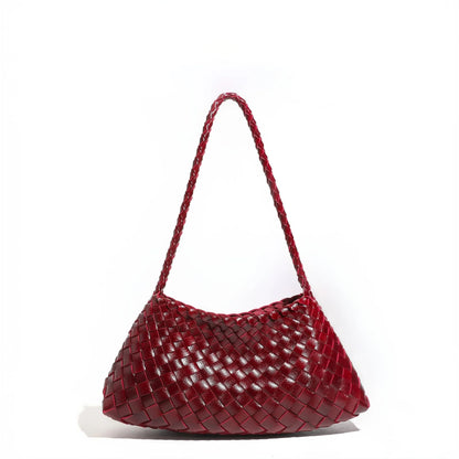 Handmade Intrecciato Woven Shoulder Bag Elegant Drawstring Armpit Hobo - Soft