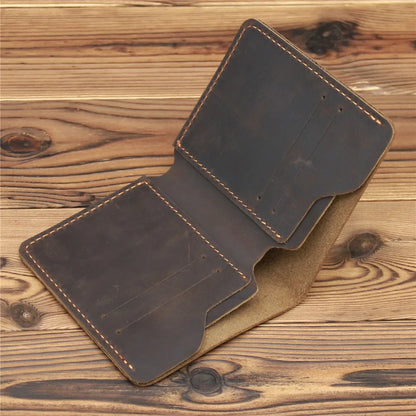 Crazy Horse Leather Man Bag Premium Card Simple Retro Id Driver S License Wallet Bank Bus
