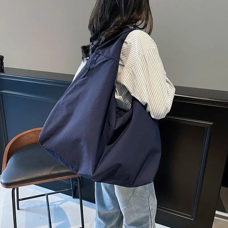 Nylon Tote Bag for Women – Large Casual Shoulder Bag with Zipper