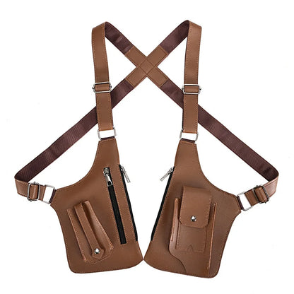 Homefish Double Shoulder Strap Tactical Fishing Bag Waterproof Pu Multi-Pocket Outdoor Anti-Theft