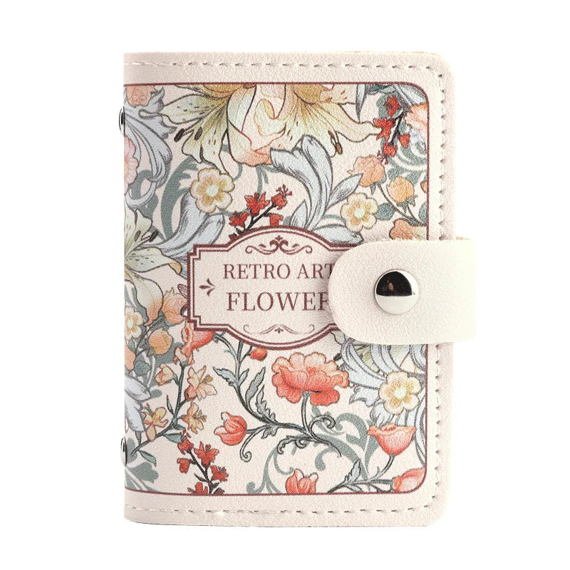 Floral Card Holder for Women – Vintage Multi-Slot ID & Credit Card Wallet