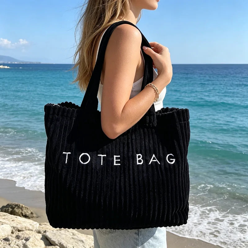 Corduroy Tote Bag Your Perfect Summer Companion Crossbody Blending Soft Texture Spacious Design