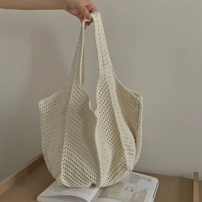 Crochet Woven Tote Bag – Lightweight Women's Beach Shoulder Handbag