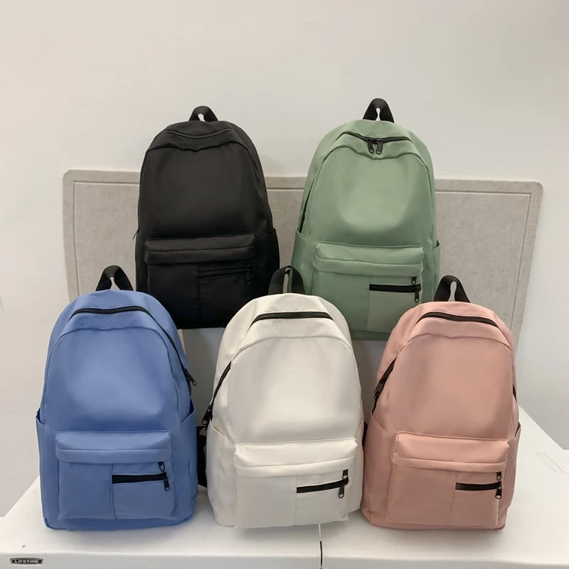 Casual Backpack - Lightweight Solid Color School Bag