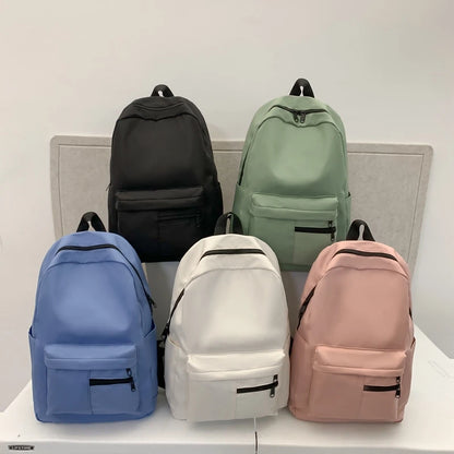 Casual Backpack - Lightweight Solid Color School Bag