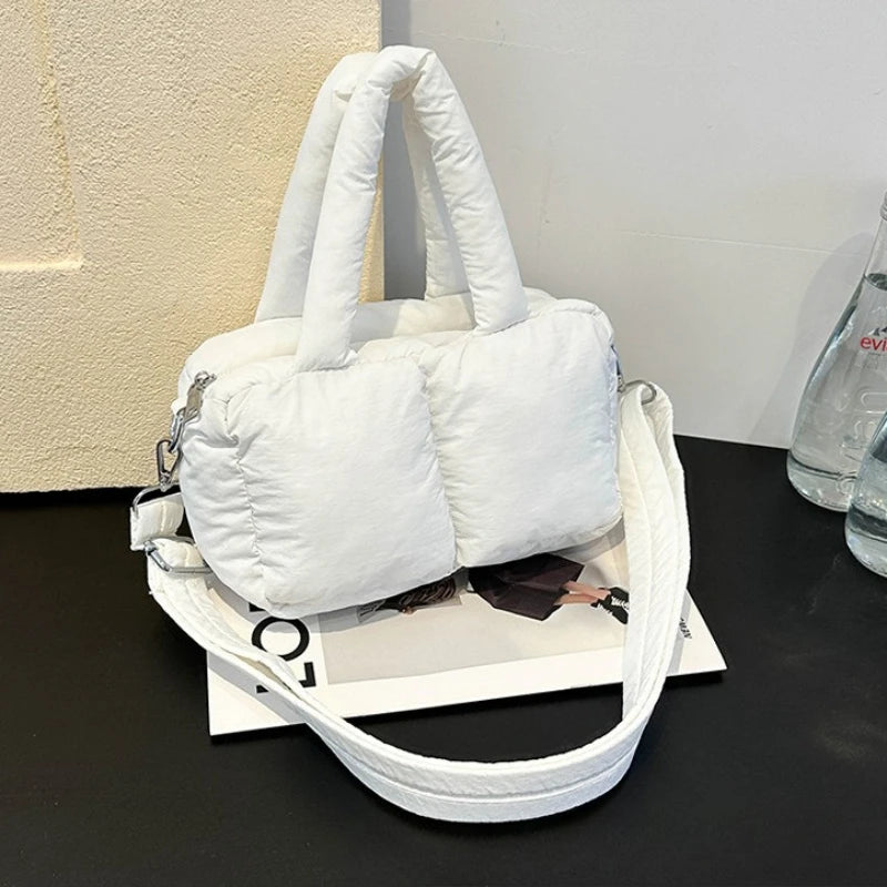 Quilted Puffer Crossbody Bag Mini Padded Handbag Top Handle Bag Adjustable Strap Women S Casual