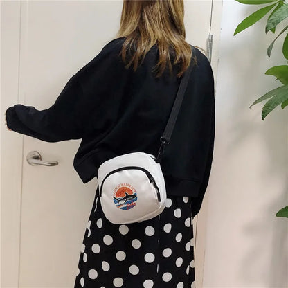 Cartoon Print Canvas Crossbody Bag – Harajuku Square Shoulder Bag