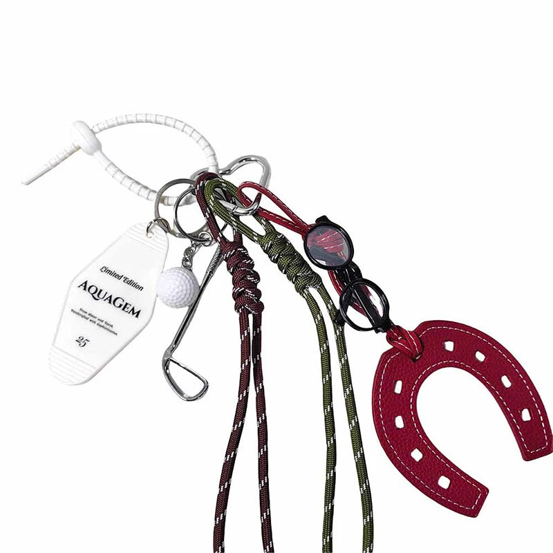 Horseshoe Keychain Bag Charm with Phone Lanyard Strap