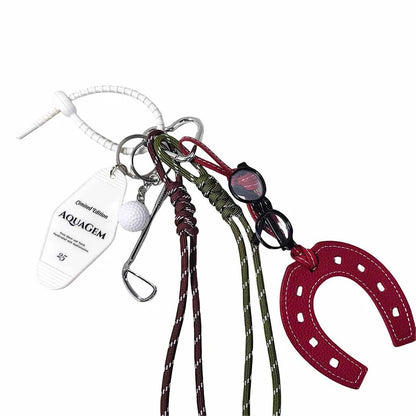 Horseshoe Keychain Bag Charm with Phone Lanyard Strap