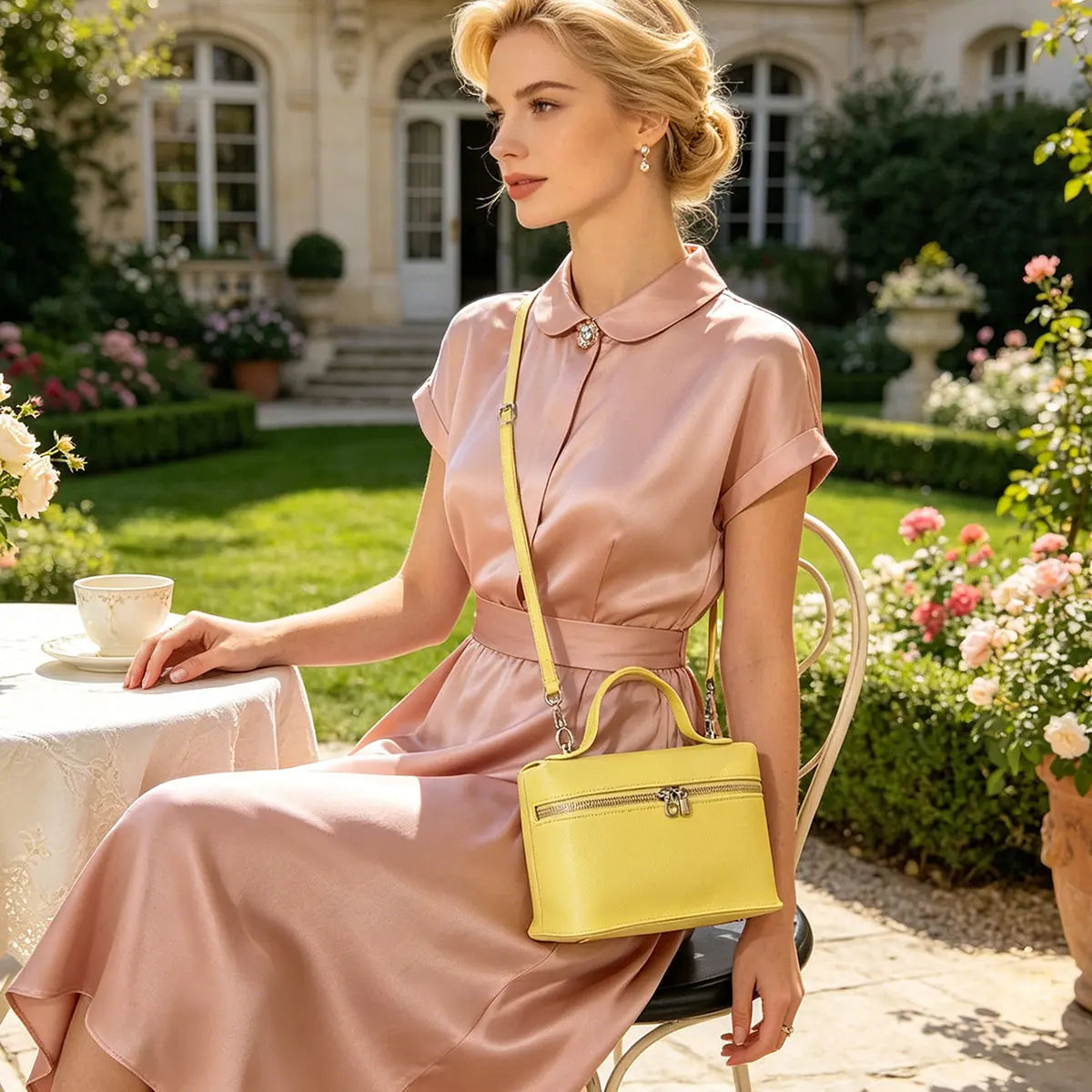 Minimalist Trend Solid Color Box Bag Litchi Pattern Portable Carrying Crossbody Daily Commuting