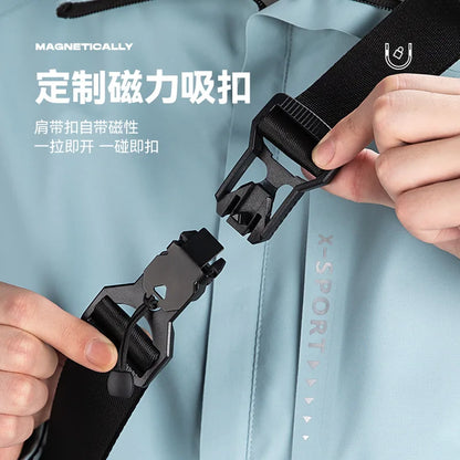 Men S Large Capacity Waterproof Crossbody Bag Multi-Functional Sports Leisure Magnetic Suction Clasp