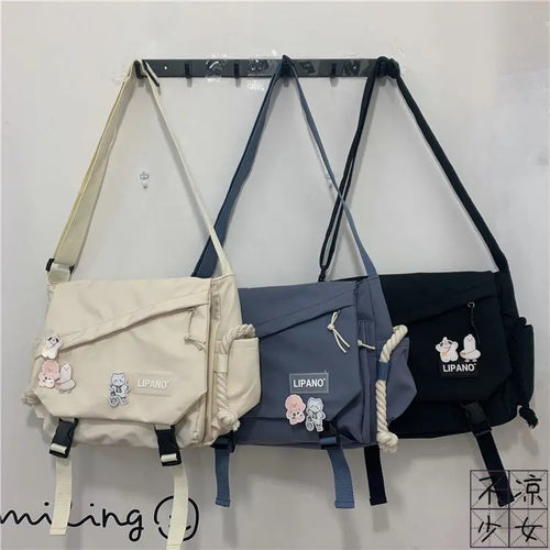 Canvas Crossbody Messenger Bag – Cute Casual Shoulder Bag for Women