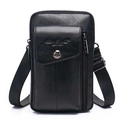 Men S Mobile Phone Waist Bag Leather Multifunctional 7 Cross-Body Shoulder Retro Wear Belt