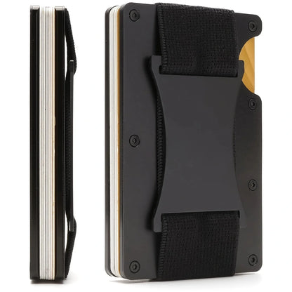 Homefish Slim Rfid Blocking Aluminum Card Holder Elastic Back Pocket Id Credit Case Unisex Travel