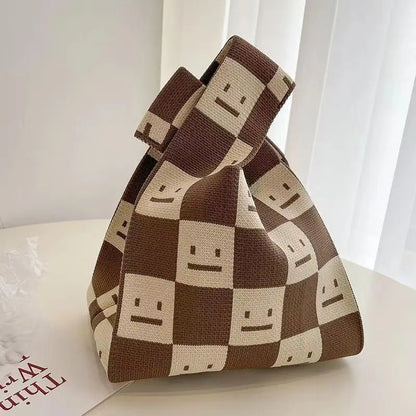 Graphic Knit Wrist Bag Mini Tote for Women