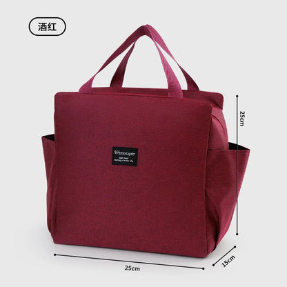 Simple Zipper Insulation Bag Aluminum Foil Thickened Lunch Box Handheld Double Bento Student - Thick
