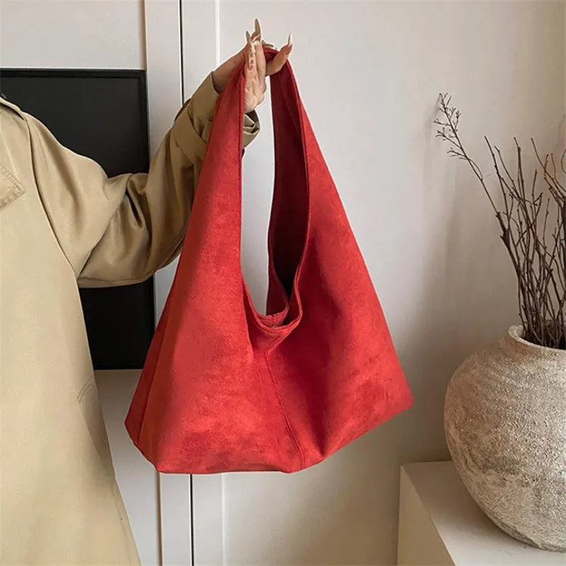 Suede Tote Bag for Women – Large Capacity Faux Suede Shoulder Handbag