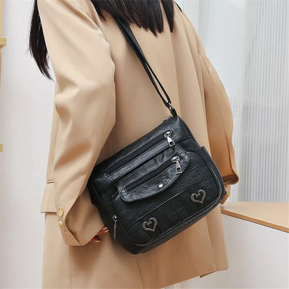 Men S Stylish Soft Leather Crossbody Bag Casual Shoulder Adjustable Strap - Soft