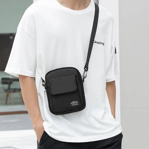 Mini Men S Crossbody Bag Waterproof Nylon Lightweight Cycling Simple Single-Shoulder Small Crossbody