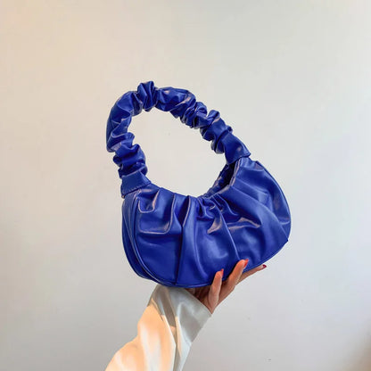 Ruched Hobo Bag Soft Cloud Handbag with Pleated Handle