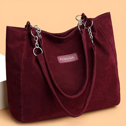 Suede Tote Bag – Large Capacity Vintage Women's Shoulder Handbag