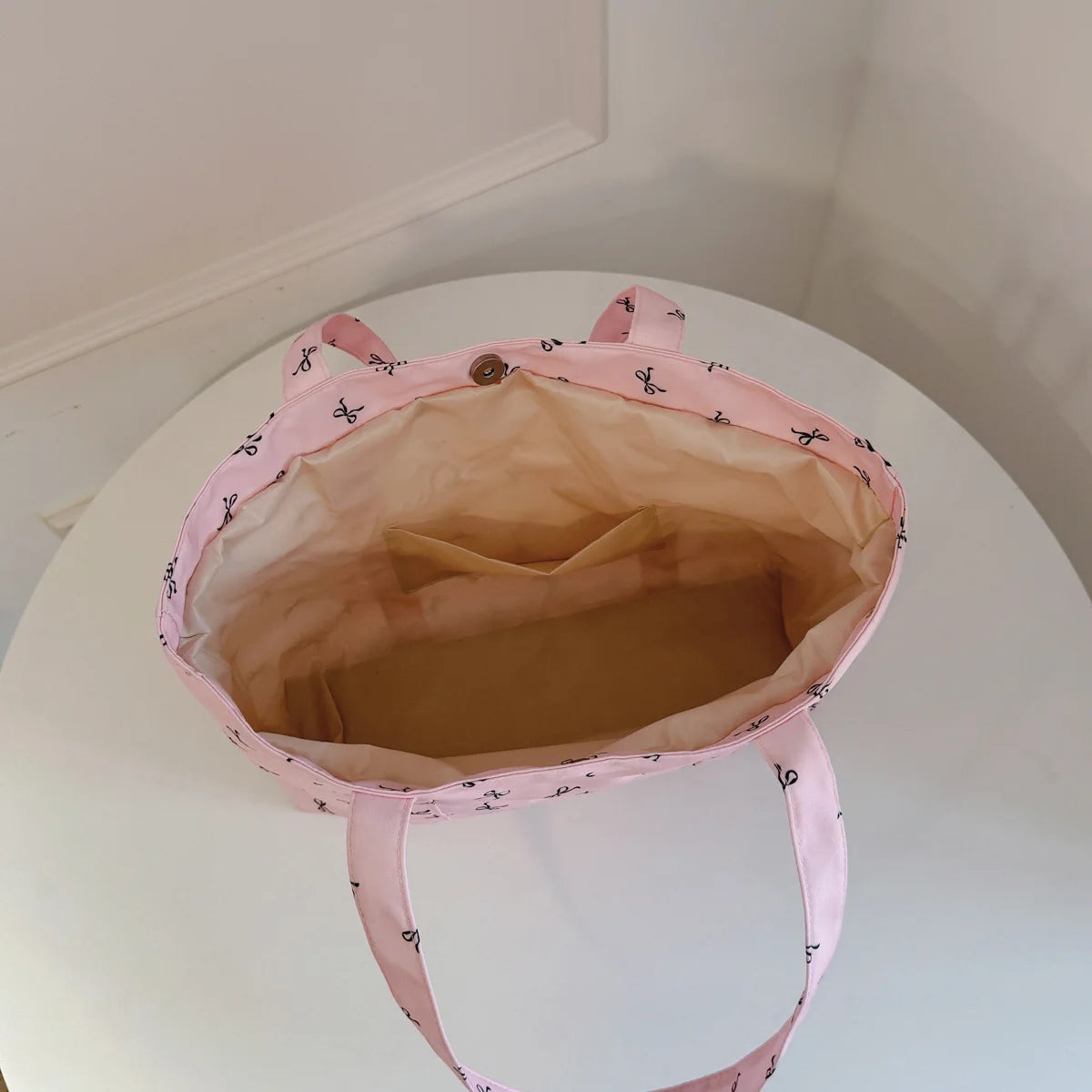 Casual Women Handbag Bow Print Solid Large Capacity Tote Bag Lightweight Shoulder Daily Commute