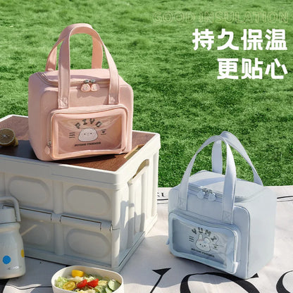 Cartoon Bento Bag Hand-Held Japanese-Style Cute Girl Insulated Bag Lunch Box Bag Students At Work