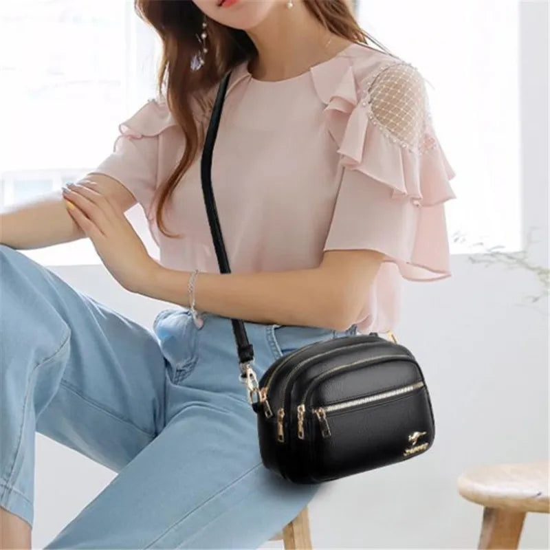 PU Leather Multi-Pocket Crossbody Bag for Women
