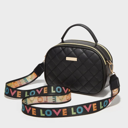 Women's Mini Crossbody Bag with Colorful Letter Strap