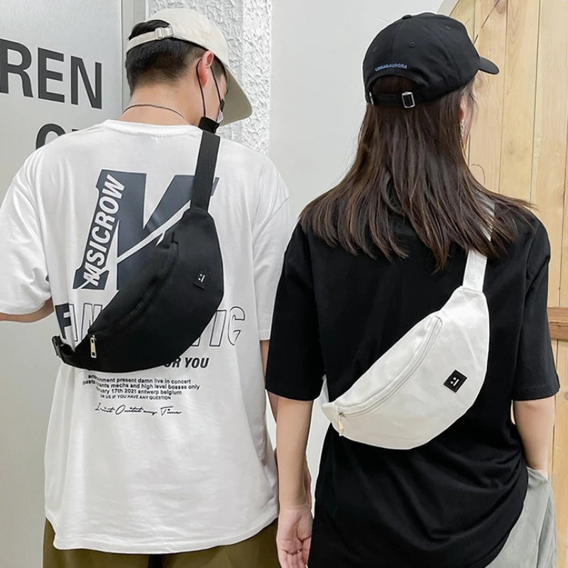 Canvas Fanny Pack – Adjustable Wide Strap Crossbody Chest Bag for Men & Women