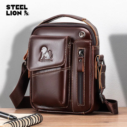 Sporty Durable Hand-Held Crossbody Bag Top Layer Cowhide