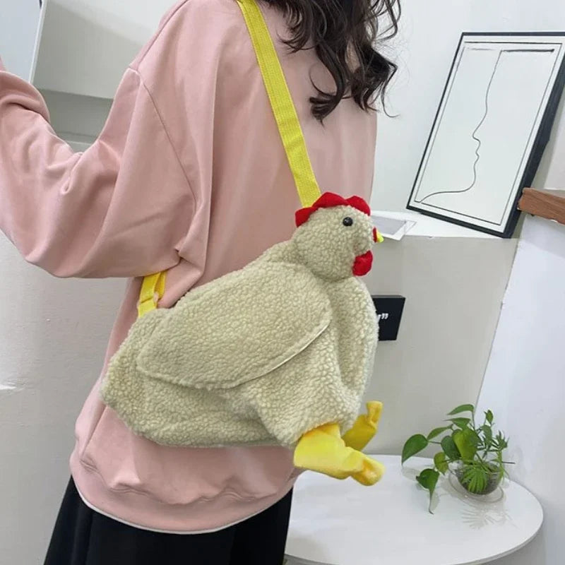 Chicken Crossbody Bag – Funny Plush Cartoon Shoulder Bag for Women