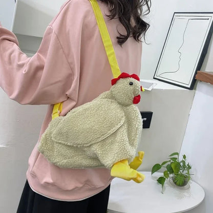 Chicken Crossbody Bag – Funny Plush Cartoon Shoulder Bag for Women